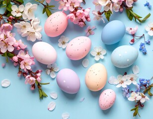 easter eggs with flowers 