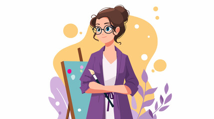 Obraz premium Female artist posing in front of easel