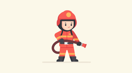 Fototapeta premium Fireman cartoon illustration in red uniform