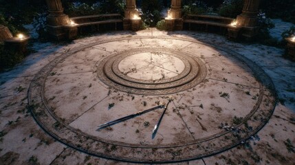 Ancient stone circle with blades