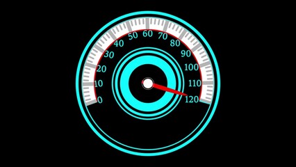 Abstract Realistic car speedometer with red speed level scale illustration .Racing speed counter. Engine power concept template. 