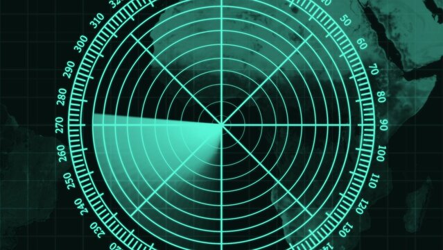 Abstract Radar Navigation is looking for objects. Searching process in futuristic interface Digital radar screen with targets on monitor in searching illustration.