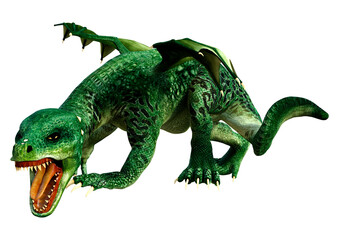 3D Rendering Fairy Tale Dragon on White