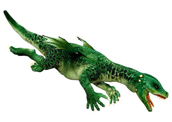 3D Rendering Fairy Tale Dragon on White