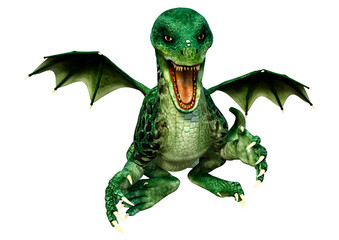 3D Rendering Fairy Tale Dragon on White