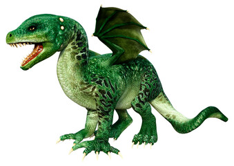 3D Rendering Fairy Tale Dragon on White