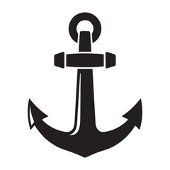 Classic Ship Anchor Silhouette on White Background