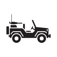 Tactical Military Off-Road Vehicle with Mounted Gun Icon