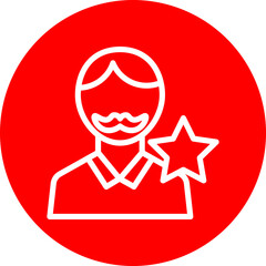 Star Dad Vector Line White Circle Red Icon Design