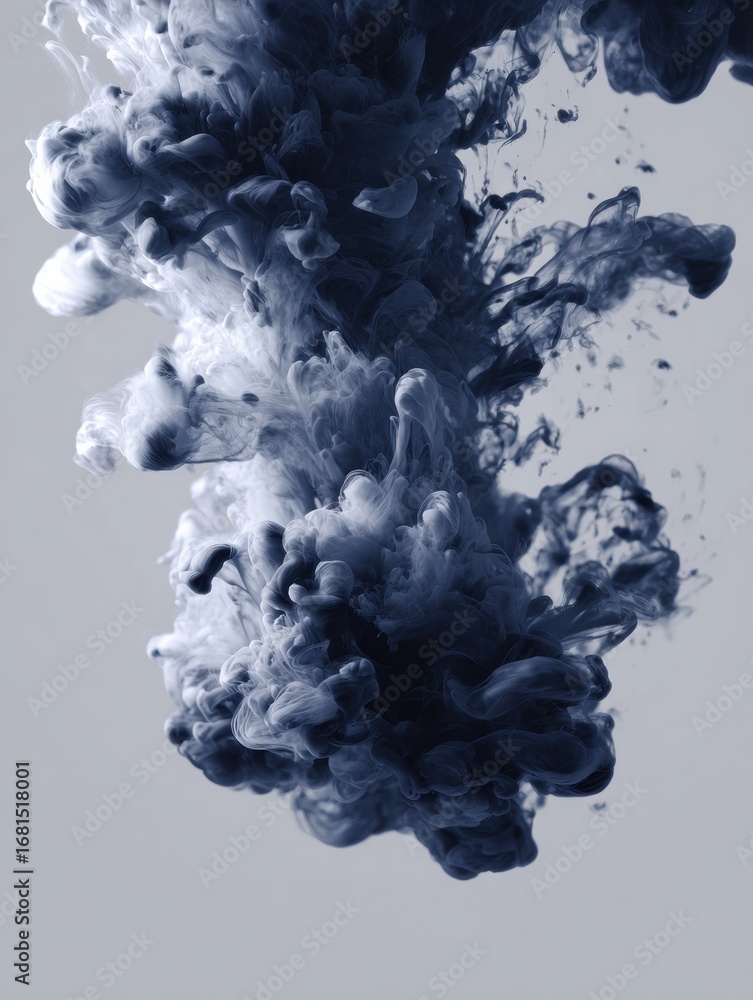Poster dark ink swirls and forms captivating patterns in water creating an ethereal visual experience