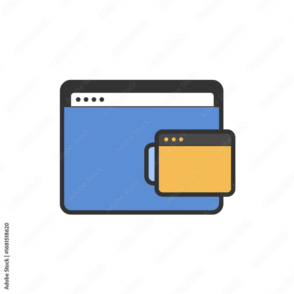 Poster web browsers interaction: a visual representation of two web browsers, one larger, and another small