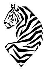 Stylized tiger profile composed of bold angular stripes – modern geometric wildlife logo