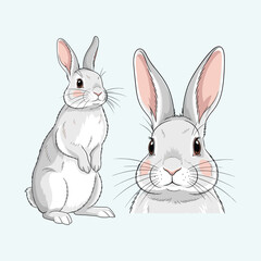 Rabbit Illustration Fullbody and Face