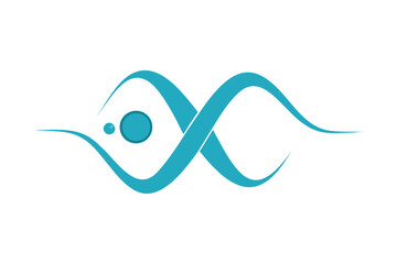Elegant Teal Symbol with Flowing Lines and Circles on White Background