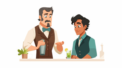 Man preparing cocktail for customer at a bar