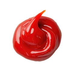 Swirl of red ketchup sauce isolated on transparent background