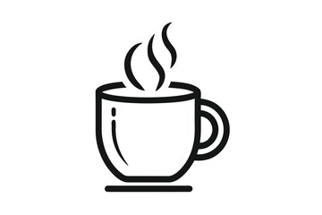 Simple vector drawing of a steaming hot coffee or tea cup