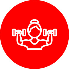 Strength Training Vector Line White Circle Red Icon Design