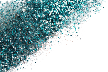 Teal and white glitter, abstract diagonal smear