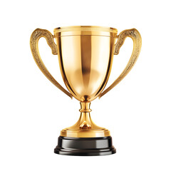 Golden Trophy Cup Isolated Transparent Background for Winners Success Achievement