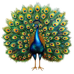 Majestic Peacock Displaying its Beautiful Feathers in a Stunning Artistic Rendition
