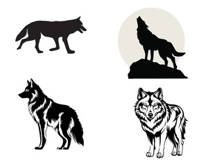 set of dog silhouettes