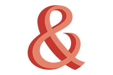 Three dimensional ampersand symbol with gradient shading isolated on a white background