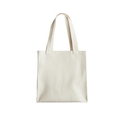 Simple canvas tote bag with handles isolated on transparent background
