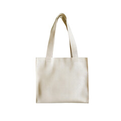 White canvas tote bag with handles isolated on transparent background