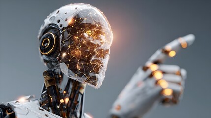 Artificial intelligence, human-robot interaction, futuristic technology. Concept : Artificial intelligence, futuristic technology, human-robot interaction, innovation, neural networks.