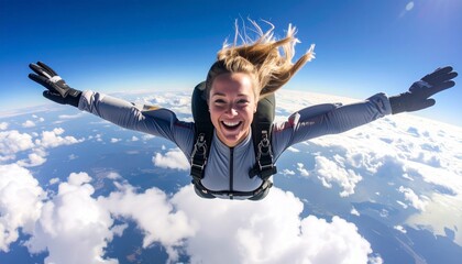 Adrenaline rush of free fall A skydiver's joy in the open sky