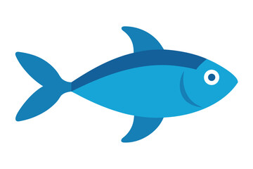 Obraz premium Stylized blue fish swimming peacefully in a white background illustration