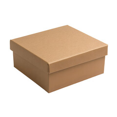 Professional Simple Brown Craft Box with Removable Lid on White Background