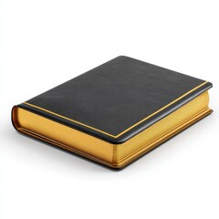 Elegant Black Book with Gold Accents Isolated on White Background Perfect for Education and Literature Concepts