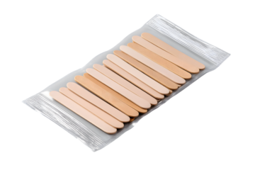 ice cream sticks in transparent package  isolated on white background