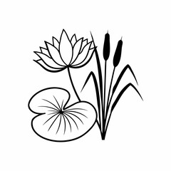 Lotus & Lily Pad Pond Icons Minimalist Plant Vector