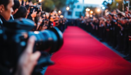 Glamorous Red Carpet Event: Celeb Surrounded By Fans And Paparazzi Capturing The Star-Studded Moment On Camera.