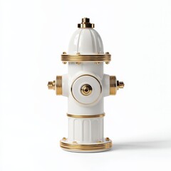 Fototapeta premium Elegant White and Gold Fire Hydrant Design Decor Element for Cityscape or Urban Theme Projects