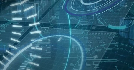 Animation of statistics and data processing on grey background - Powered by Adobe