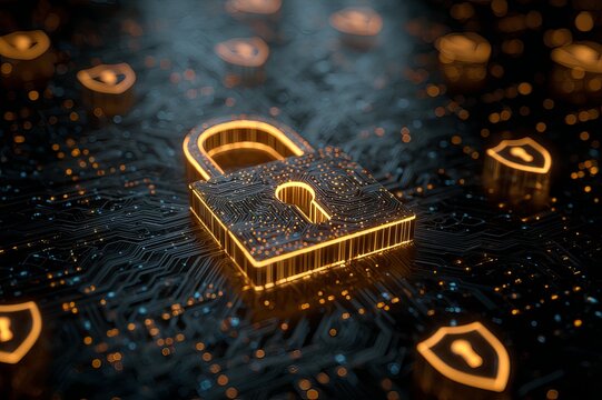 glowing padlock - Powered by Adobe