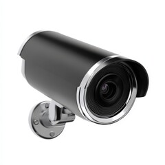 Modern Black Security CCTV Camera Isolated on White Background for Surveillance System
