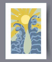 Sunrise Waves A Beautiful Abstract Ocean Art Piece Depicting Natural Elements and Balance