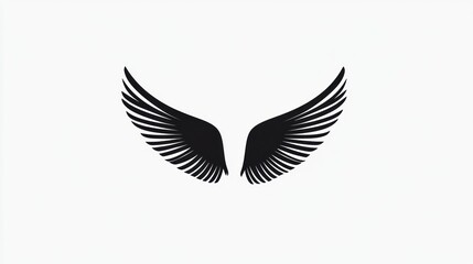 Fototapeta premium Pair of Black Wings, Elegant Symbol, Simple Design, Background White, for Logo, Graphics or Art