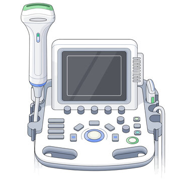 Medical B-Scan Ultrasound Biometer Icon Vector Illustration of a Diagnostic Device for Ophthalmic and Body Scanning