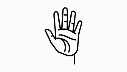 Bold Black Line Art: Open Palm Hand Gesture, Minimalist Design