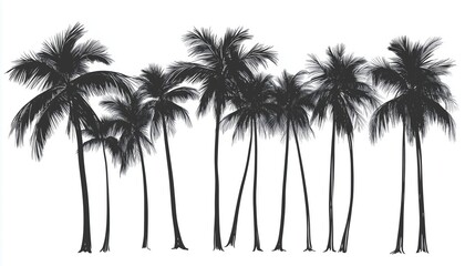 Black And White Stylized Palm Tree Silhouettes - Striking And Modern Art Prints Featuring Elegant Palm Tree Designs In Monochrome.