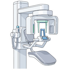Panoramic Dental X-ray Machine Vector: Modern Oral Health and Dentistry Diagnostics Illustration