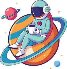 Astronaut and Galaxy Space T-Shirt Design, Unique Space T-Shirt Illustration