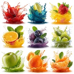 A vibrant assortment of various fruits with natural freshness. This colorful collection showcases a range of delicious and healthy options
