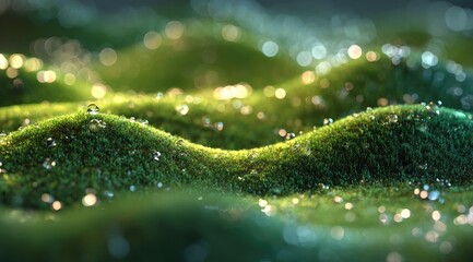 Dew-kissed moss landscape